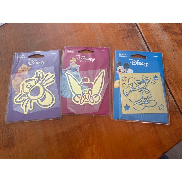 Disney Brass Stencils‎ Set of 3 Tigger Tinkerbell Mickey Mouse - Picture 1 of 5